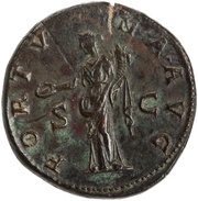 Sestertius - Hadrian FORTVNA AVG S C; Fortuna, Rome, 133-135 reverse image