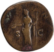 Sestertius - Faustina the Elder IVNO S C; Juno, Rome, 141 reverse image