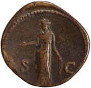 Sestertius - Faustina the Younger S C; Diana, Rome, 145-161 reverse image