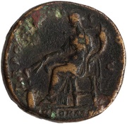 Sestertius - Antoninus Pius TR POT XIIII COS IIII ANNONA AVG S C; Annona, Rome, 150-151 reverse image