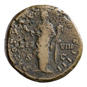 Sestertius - Antoninus Pius TR POT XXI COS IIII LIB VIII S C; Liberalitas, Rome, 157-158 reverse image