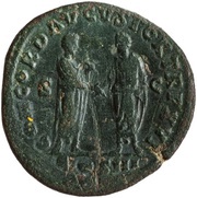 Sestertius - Marcus Aurelius and Lucius Verus CONCORD AVGVSTOR TR P XVI COS III S C, Rome, 161-162 reverse image