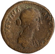 Sestertius - Faustina the Younger DIANA LVCIF S C; Diana obverse image