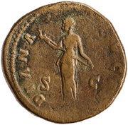 Sestertius - Faustina the Younger DIANA LVCIF S C; Diana, Rome, 161-176 reverse image