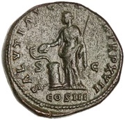 Sestertius - Marcus Aurelius SALVTI AVGVSTOR TR P XVII COS III S C; Salus, Rome, 162-163 reverse image