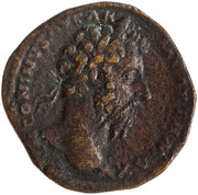Sestertius - Marcus Aurelius TR POT XXII IMP V COS III S C; Victory obverse image