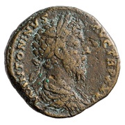 Sestertius - Marcus Aurelius IMP VI COS III S C; Roma obverse image