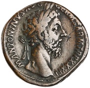 Sestertius - Marcus Aurelius IMP VIII COS III CLEMENTIA AVG S C; Clementia obverse image