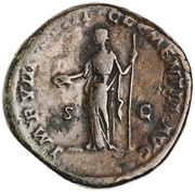 Sestertius - Marcus Aurelius IMP VIII COS III CLEMENTIA AVG S C; Clementia, Rome, 175-176 reverse image