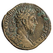 Sestertius - Marcus Aurelius IMP VIII COS III CLEMENTIA AVG S C; Clementia obverse image