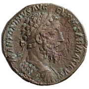 Sestertius - Marcus Aurelius TR P XXX IMP VIII COS III S C; Aequitas obverse image