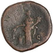 Sestertius - Marcus Aurelius IMP VIIII COS III P P S C; Annona, Rome, 177 reverse image