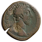 Sestertius - Commodus SALVS AVG TR P VIII IMP V COS IIII P P S C; Salus obverse image