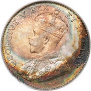 25 Cents - George V w/o "DEI GRATIA" obverse image