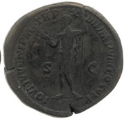 Sestertius - Commodus IOVI IVVENI P M TR P XIIII IMP VIII COS V P P S C; Jupiter, Rome, 188-189 reverse image