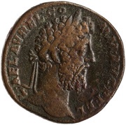 Sestertius - Commodus P M TR P XVII IMP VIII COS VII P P S C; Serapis, Isis, and Victory obverse image