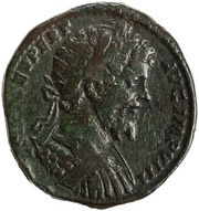 Sestertius - Septimius Severus P M TR P IIII COS II P P S C; Victory obverse image