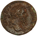 Sestertius - Septimius Severus MINER VICT P M TR P XIIII IMP VIII COS E C S C; Minerva and Victory obverse image