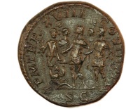 Sestertius - Septimius Severus P M TR P XVIII COS III P P S C, Rome, 210 reverse image