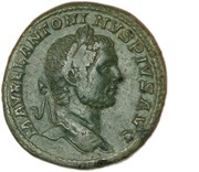 Sestertius - Caracalla and Geta PONTIF TR P XIII COS III S C; Concordia obverse image