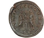 Sestertius - Geta and Caracalla PONTIF TR P II COS II S C, Rome, 210 reverse image