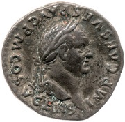 Quinarius - Vespasian VICTORIA AVGVSTI; Victory obverse image