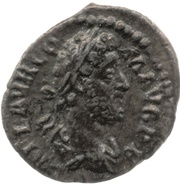 Quinarius - Commodus COS VI P P; Jupiter obverse image