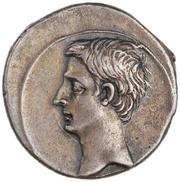 Denarius - Octavian CAESAR DIVI F; Victory obverse image