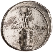 Denarius - Octavian IMP CAESAR; Apollo, Rome, 29 BC - 27 BC reverse image