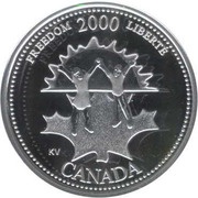 25 Cents - Elizabeth II Freedom; silver, Canada, 2000 reverse image