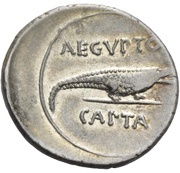 Denarius - Octavian AEGVPTO CAPTA, Rome, 28 BC reverse image