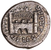 Denarius - Augustus P CARISIVS LEG PRO PR EMERITA, Rome, 25 BC - 23 BC reverse image