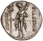 Denarius - Augustus SIGNIS RECEPTIS; Mars, Rome, 19 BC reverse image