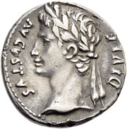 Denarius - Augustus IMP XIIII obverse image