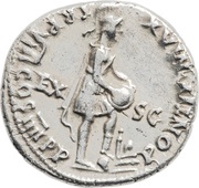 Denarius - Nero PONTIF MAX TR P VII COS IIII P P EX S C; Virtus, Rome, 60-61 reverse image