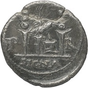 Denarius SIGNA P R; Vulcan, Rome, 68-69 reverse image