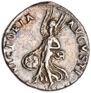 Denarius - Vitellius VICTORIA AVGVSTI; Victory, Rome, 69 reverse image