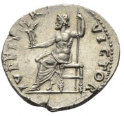 Denarius - Vitellius IVPPITER VICTOR; Jupiter and Victory, Rome, 69 reverse image