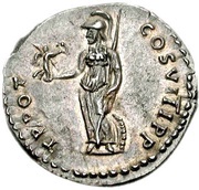 Denarius - Domitian TR POT COS VIII P P; Minerva, Rome, 82 reverse image