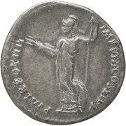 Denarius - Domitian P M TR POT IIII IMP VIII COS XI P P; Minerva, Rome, 85 reverse image
