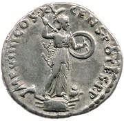 Denarius - Domitian IMP VIIII COS XI CENS POTES P P; Minerva, Rome, 85 reverse image