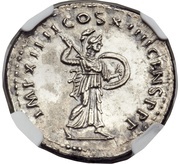 Denarius - Domitian IMP XIIII COS XIII CENS P P P; Minerva, Rome, 87 reverse image