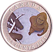 25 Cents - Elizabeth II Sasquatch, Canada, 2011 reverse image