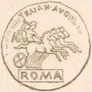 Denarius IMP CAES TRAIAN AVG GER DAC P P REST ROMA; Janus, Jupiter, and Victory, Rome, 98-117 reverse image