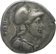 Denarius IMP CAES TRAIAN AVG GER DAC P P REST L RVBRI; Roma and Victory obverse image