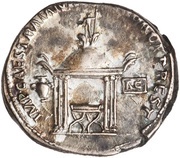 Denarius IMP CAES TRAIAN AVG GER DAC P P REST; Vesta, Rome, 98-117 reverse image