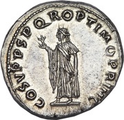 Denarius - Trajan COS V P P S P Q R OPTIMO PRINC; Spes, Rome, 103-111 reverse image