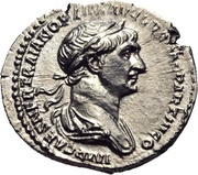 Denarius - Trajan P M TR P COS VI P P S P Q R; Mars obverse image