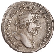 Denarius - Hadrian P M TR P COS III PVDIC; Pudicitia obverse image