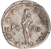 Denarius - Hadrian P M TR P COS III PVDIC; Pudicitia, Rome, 120-121 reverse image